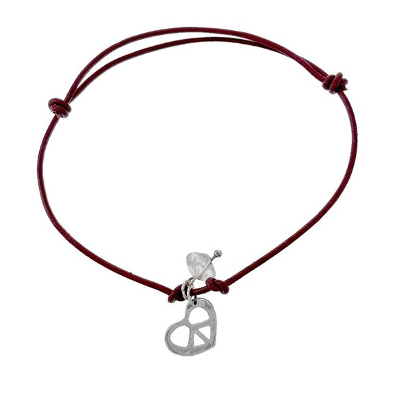 Vintage JCM Sterling Silver 925 Peace Heart Quartz Charms Bracelet Adjustable - Picture 1 of 5